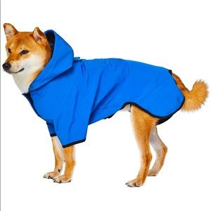 Blueberry Pet 24" Waterproof Soft shell Hooded Raincoat w/ Leash & Harness Hole.
